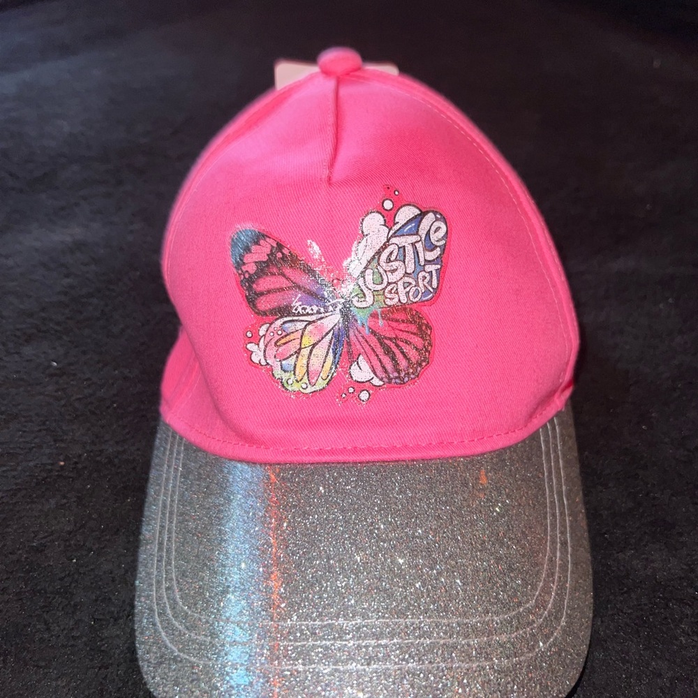 Justice brand Pink and Silver Butterfly Cap